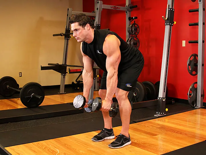 Bent-Over Dumbbell Row: starting position