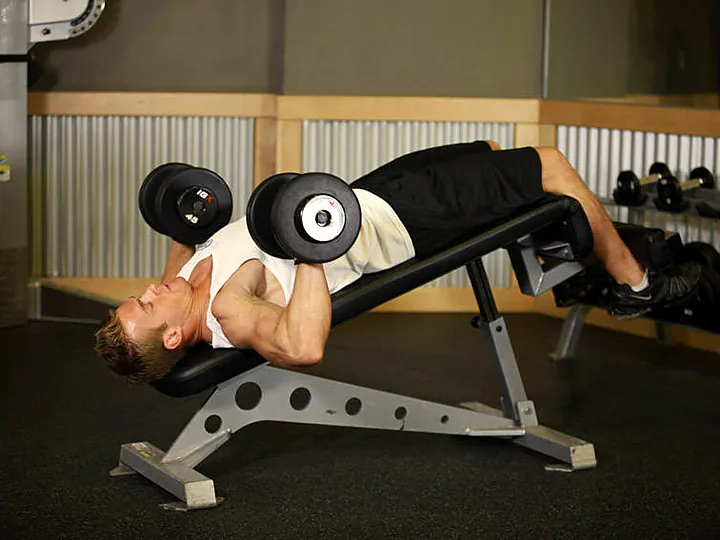 Decline Dumbbell Press: starting position