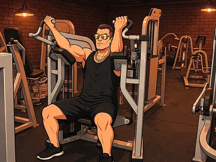 Makinede Biceps Curl: başlangıç pozisyonu